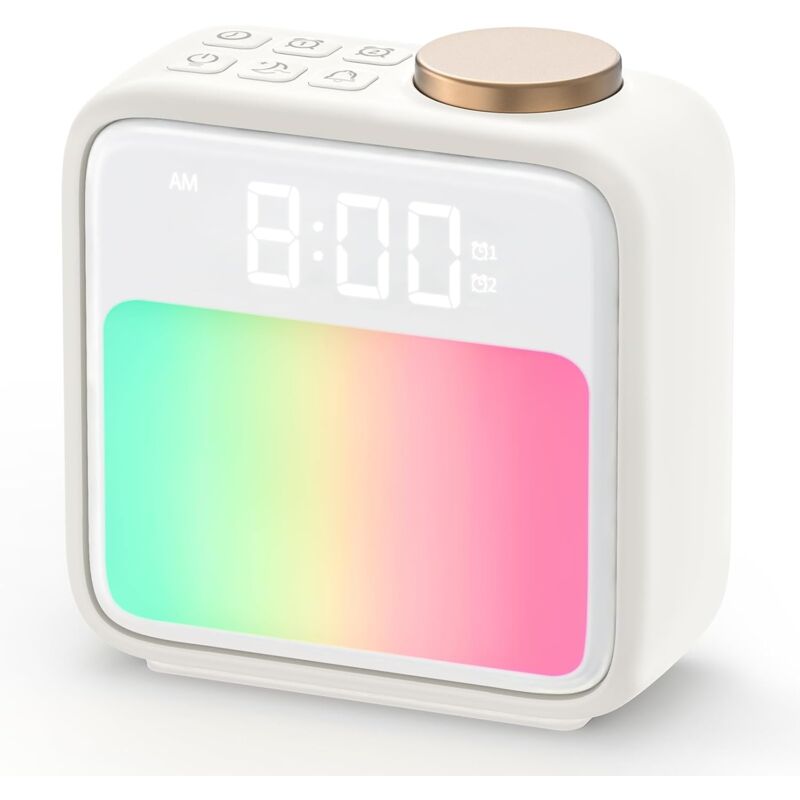 Sunrise Alarm Clock, Wake-up Light for Heavy Sleepers, 6 Natural Sounds & 10 Color Night Light, Dual Sunlight Alarm, Sleep Aid & Snooze, Bedside
