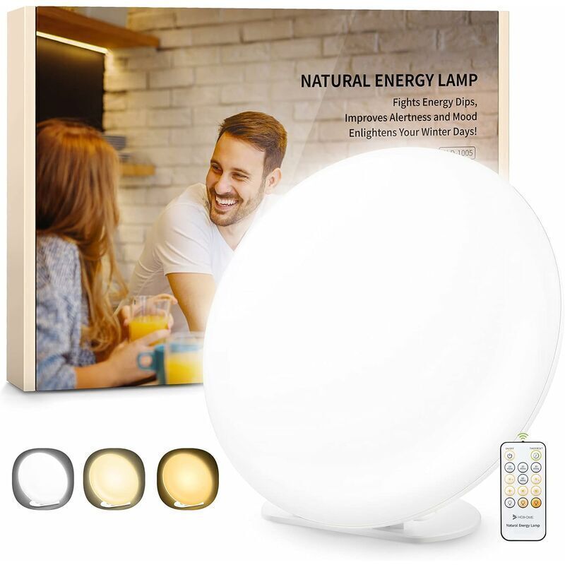 Light therapy lamp, SDD 10000 Lux with 3 color modes, 5 brightness levels, portable light therapy lamp with remote control and 4 timer settings,